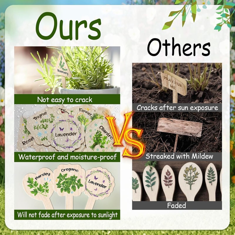JUYRLE Plant Label Signs- 15PACK Herb Garden Markers, Plant Labels for Outdoor Garden Waterproof, Plant Tags with Names, Indoor Patio Tags for Succulent Flowers Greenery Seedling - Image 3